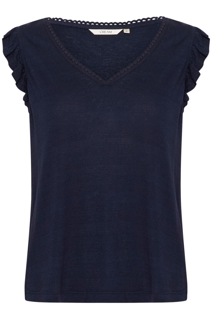 Camisole en lin avec bretelles plissées Luna