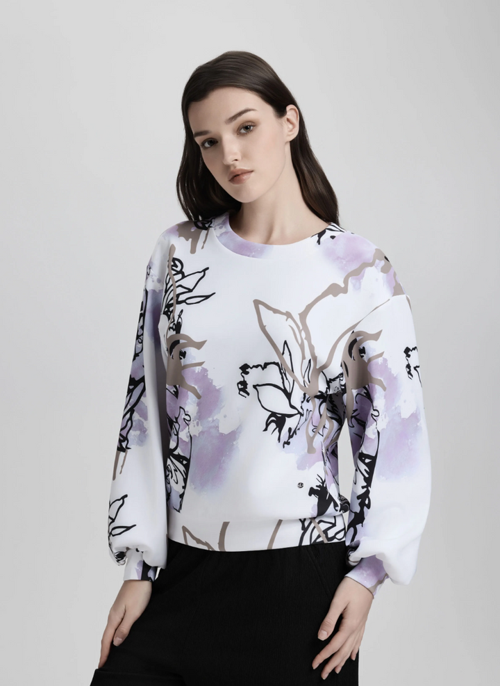 Pull à imprimé floral – Extensible et écoresponsable