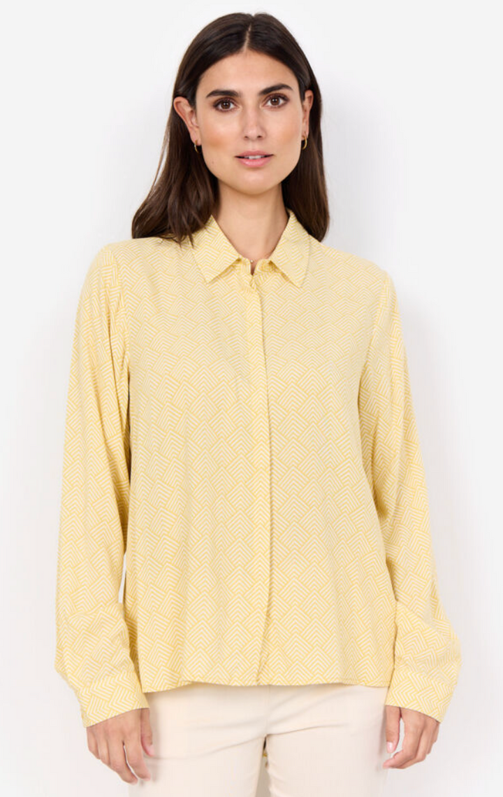 Chemise lumineuse en jaune vif, rehaussée d’un motif en losanges graphiques Posh