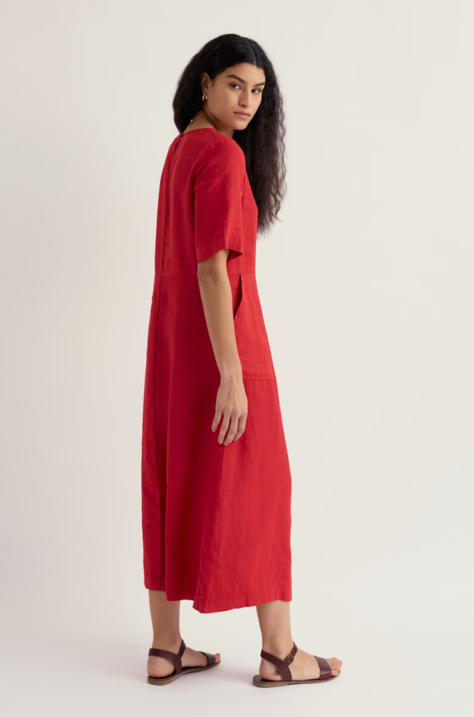 Robe en lin recyclé à manches demi-longues - Écoresponsable