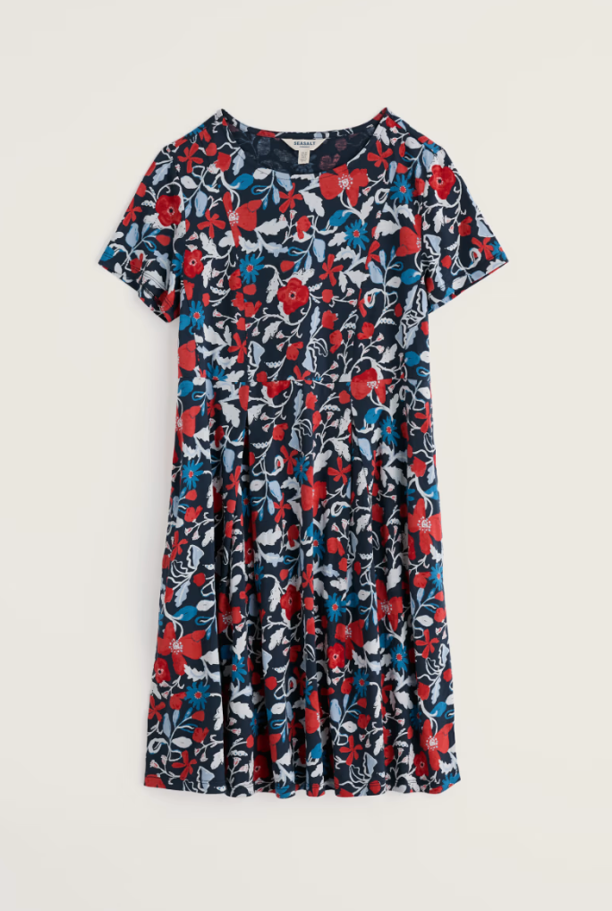 Robe à fleurs en coton bio et Tencel - Taille empire et plis inversés
