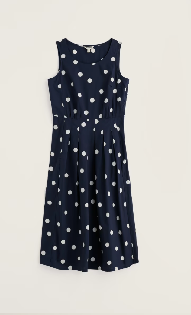 Robe de coton Belle - Évasée à pois classiques et taille cintrée