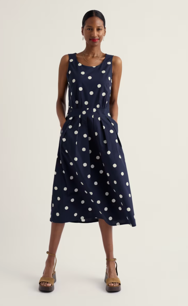 Robe de coton Belle - Évasée à pois classiques et taille cintrée