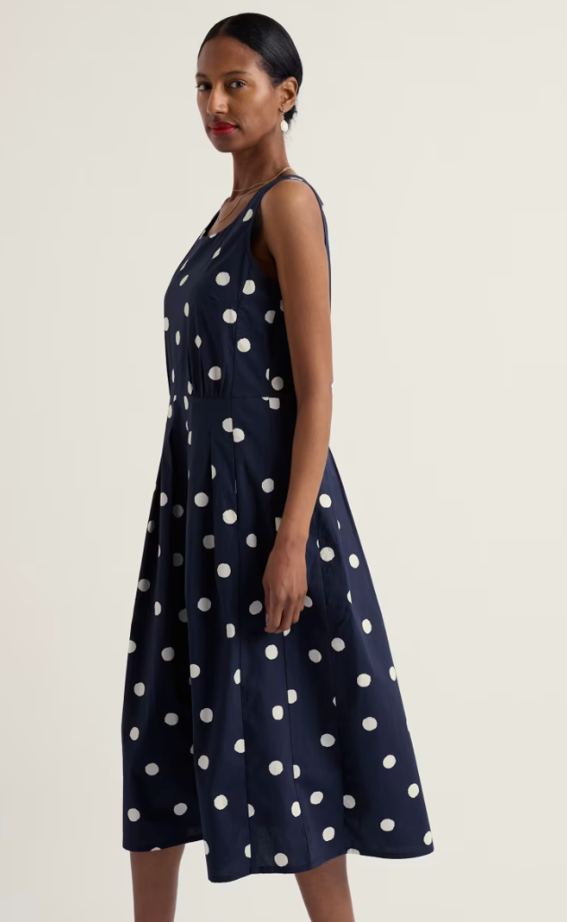 Robe de coton Belle - Évasée à pois classiques et taille cintrée
