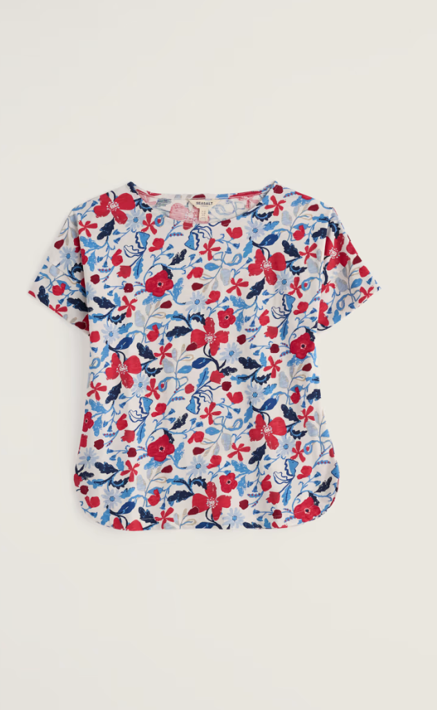 T-shirt imprimé en coton bio - Encolure bateau et ourlet arrondi