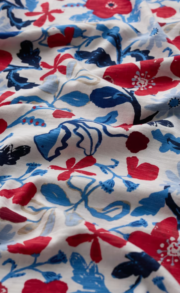 T-shirt imprimé en coton bio - Encolure bateau et ourlet arrondi