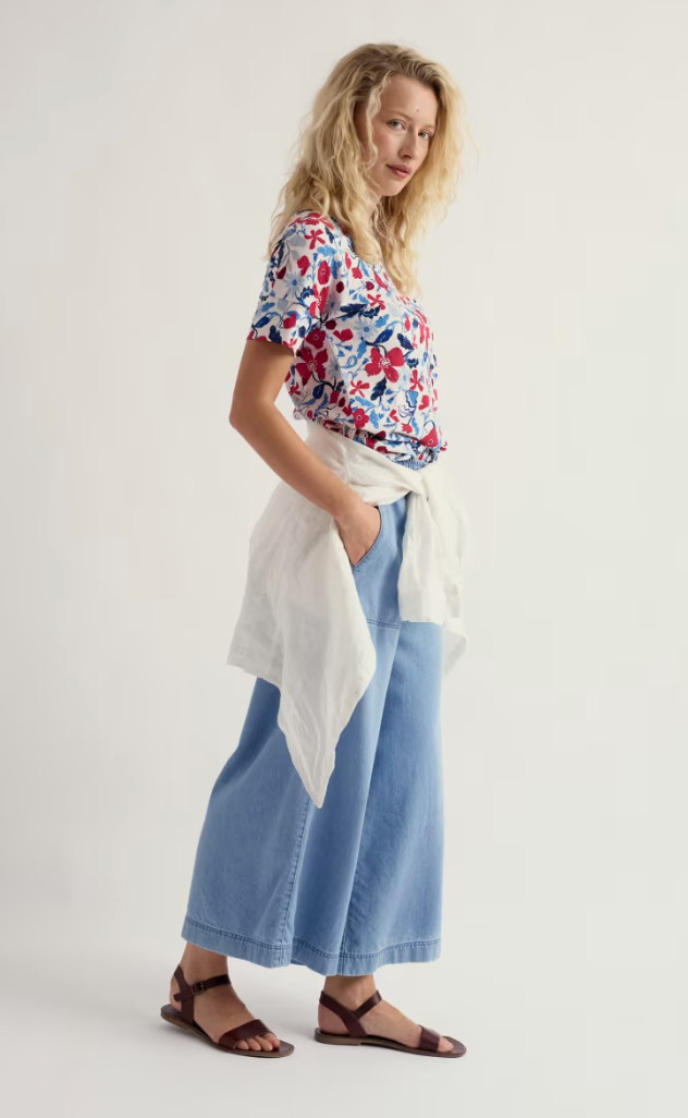 T-shirt imprimé en coton bio - Encolure bateau et ourlet arrondi