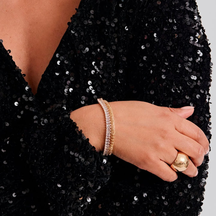 Bracelet en maille scintillante à deux rangs