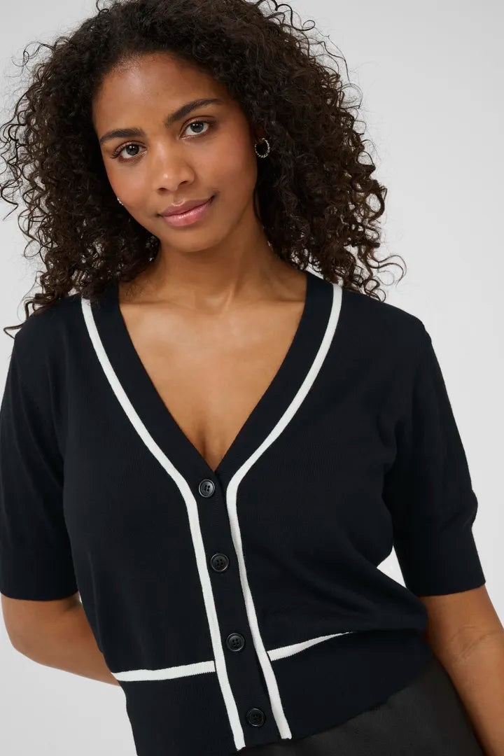 Cardigan bordé de bandes blanches contrastantes Mally