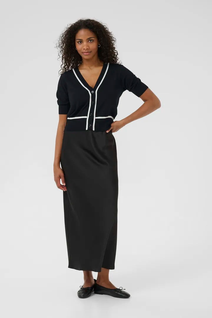 Cardigan bordé de bandes blanches contrastantes Mally