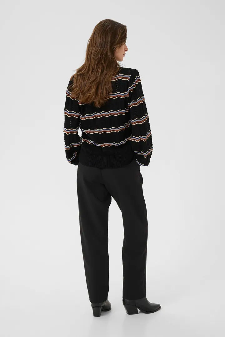 Chandail tricolore à rayures ondulées Wavy