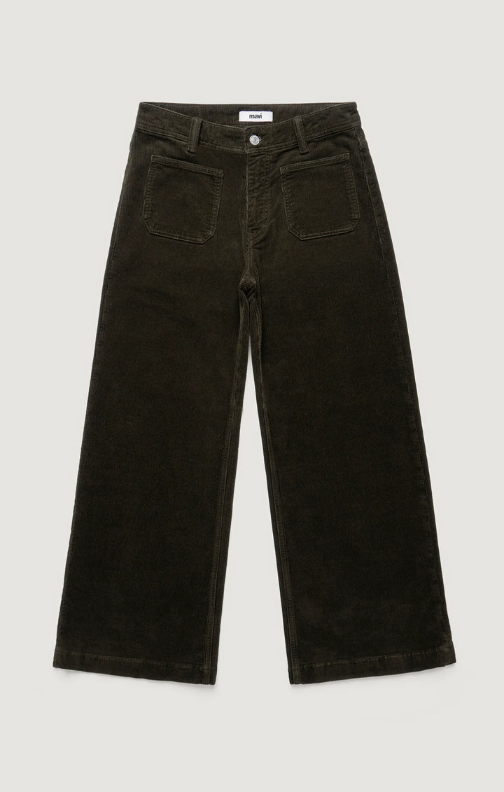 Pantalon à coupe évasée de velours côtelé