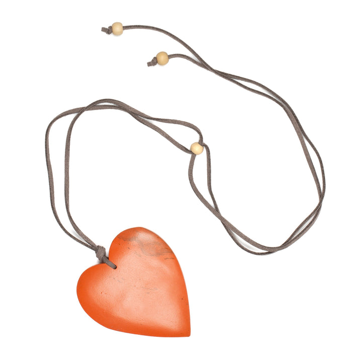 Collier pendentif de coeur en bois ajustable