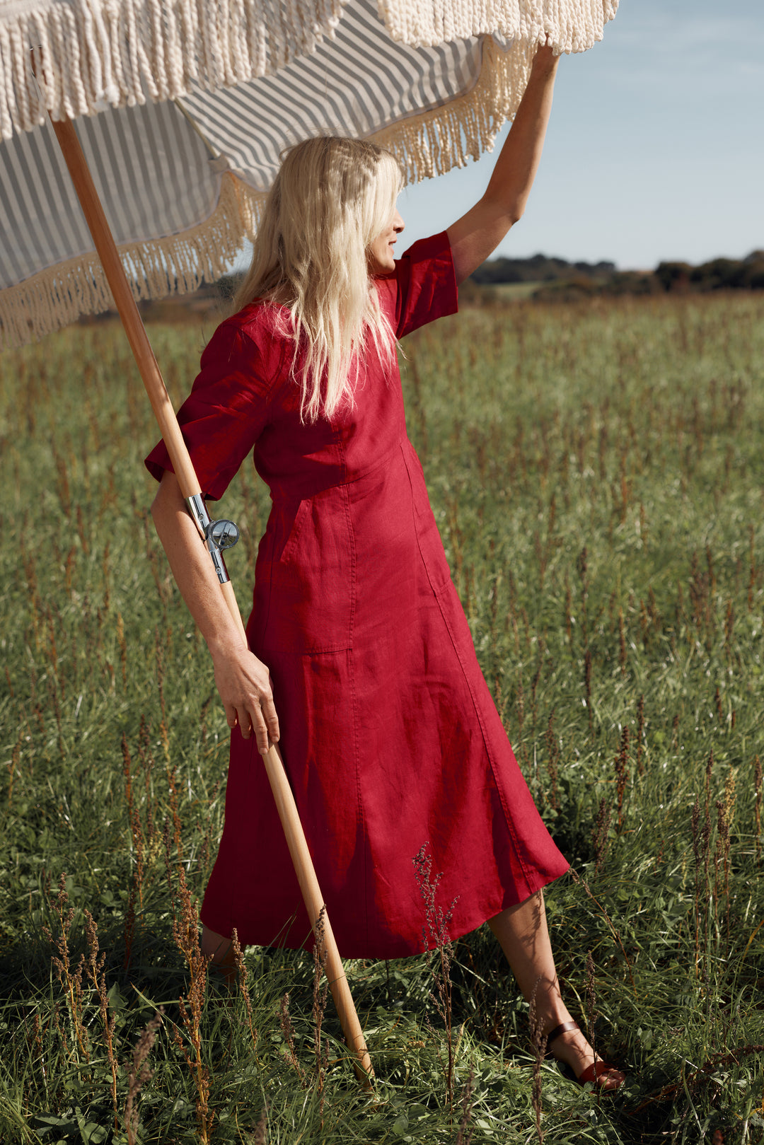 Robe en lin recyclé à manches demi-longues - Écoresponsable