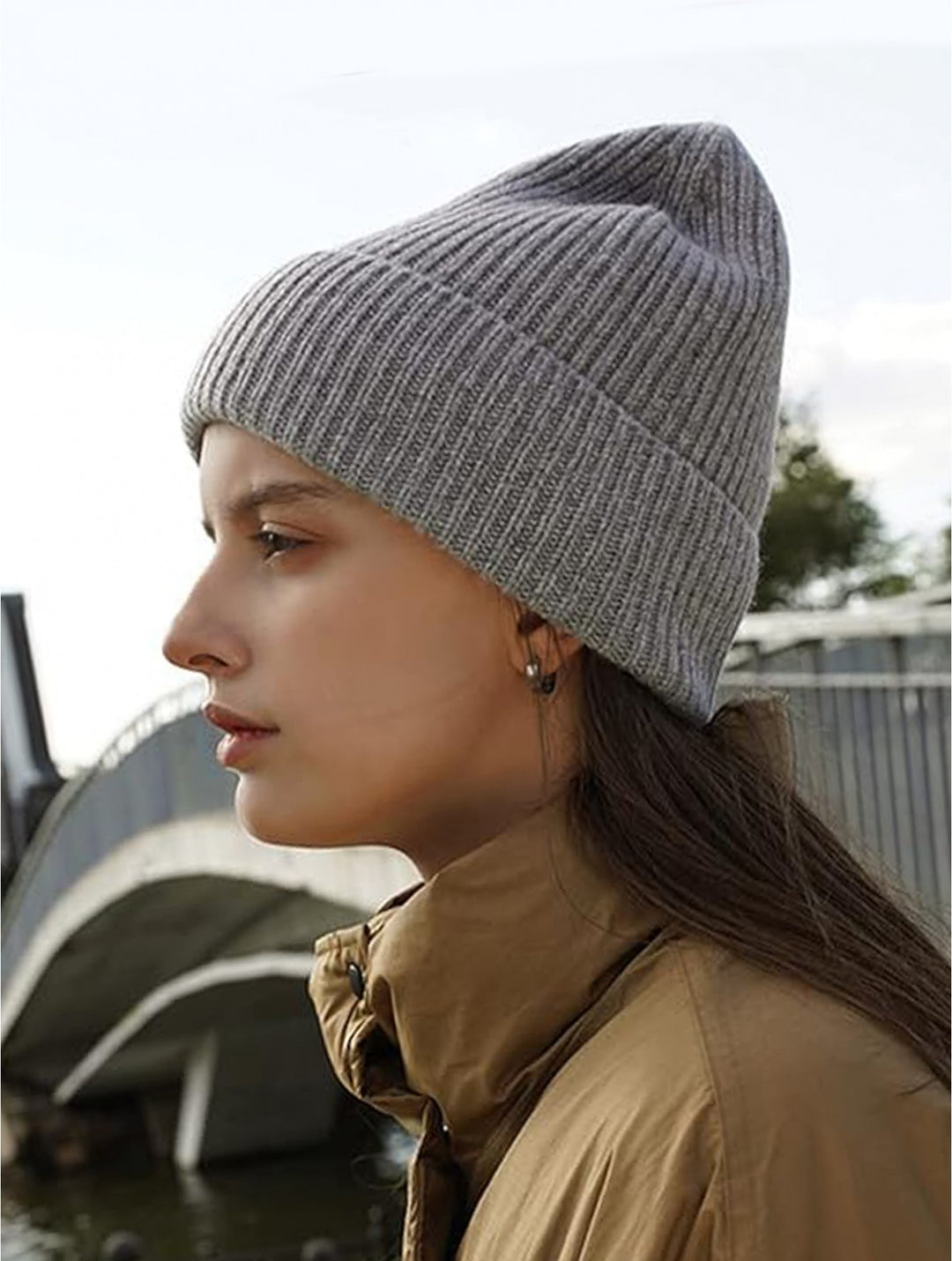 Bonnet à visière en maille tricotée  – Look douillet