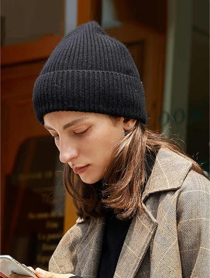 Bonnet à visière en maille tricotée  – Look douillet