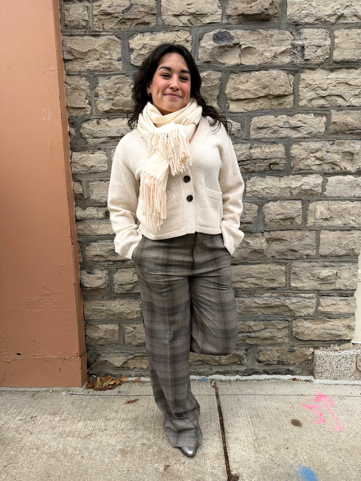 Pantalon en tissu extensible taille mi-haute Checkie - À motif petits carreaux