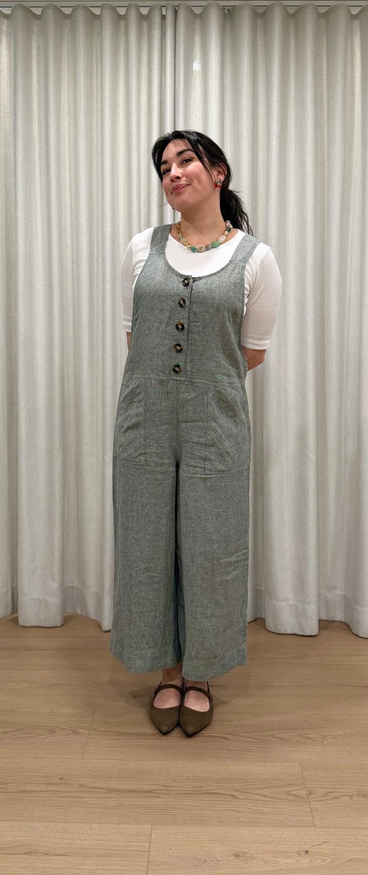 Salopette en lin Viola - Sans manches à coupe décontractée