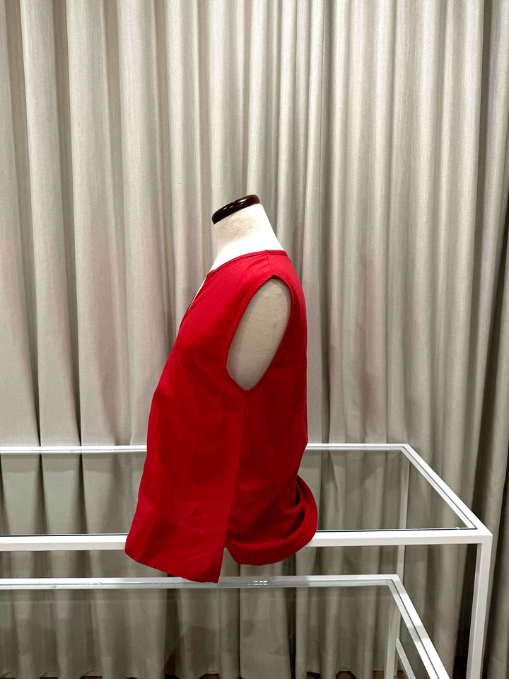 Blouse sans manches en lin et coton - Coupe fluide et structurée