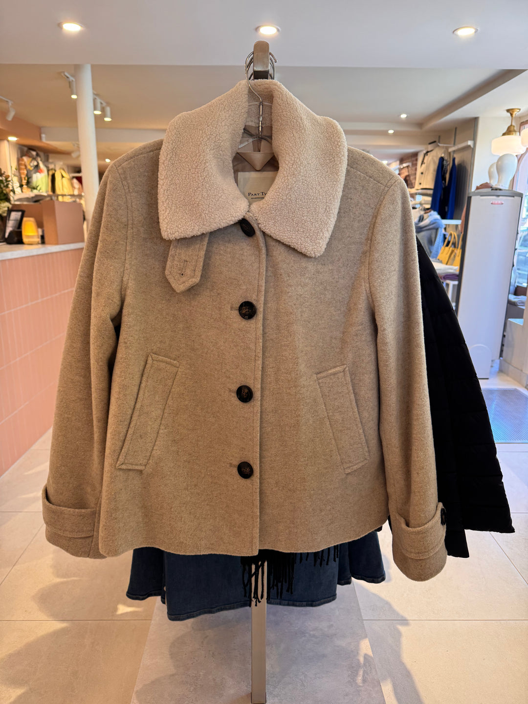 Manteau en laine recyclée à col détachable Sylvia