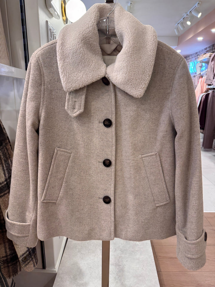 Manteau en laine recyclée à col détachable Sylvia