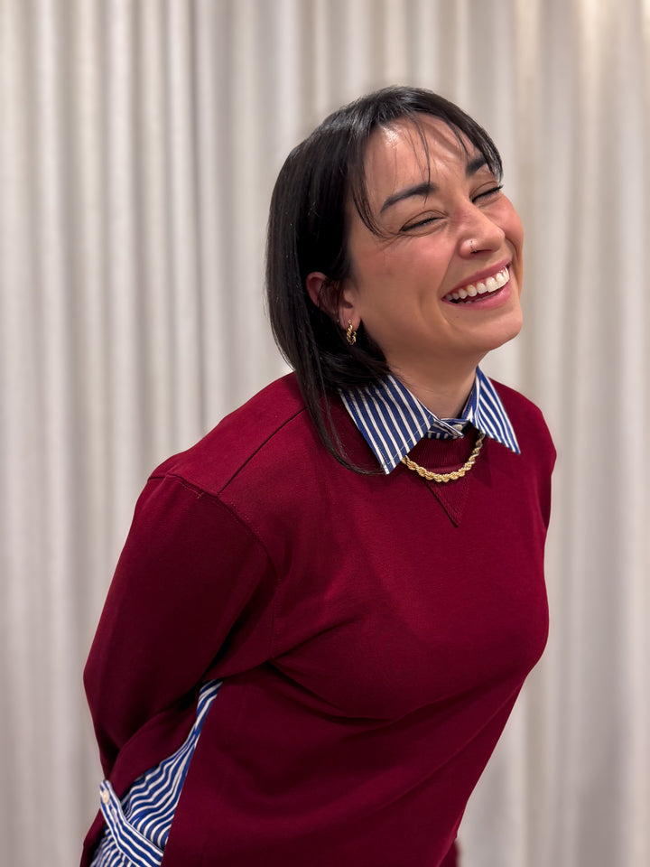 Chandail deux-en-un bordeaux Natalja