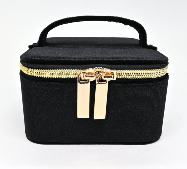 Coffret à bijoux carré en velours - Boîte de rangement de voyage compacte