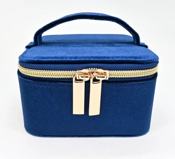Coffret à bijoux carré en velours - Boîte de rangement de voyage compacte