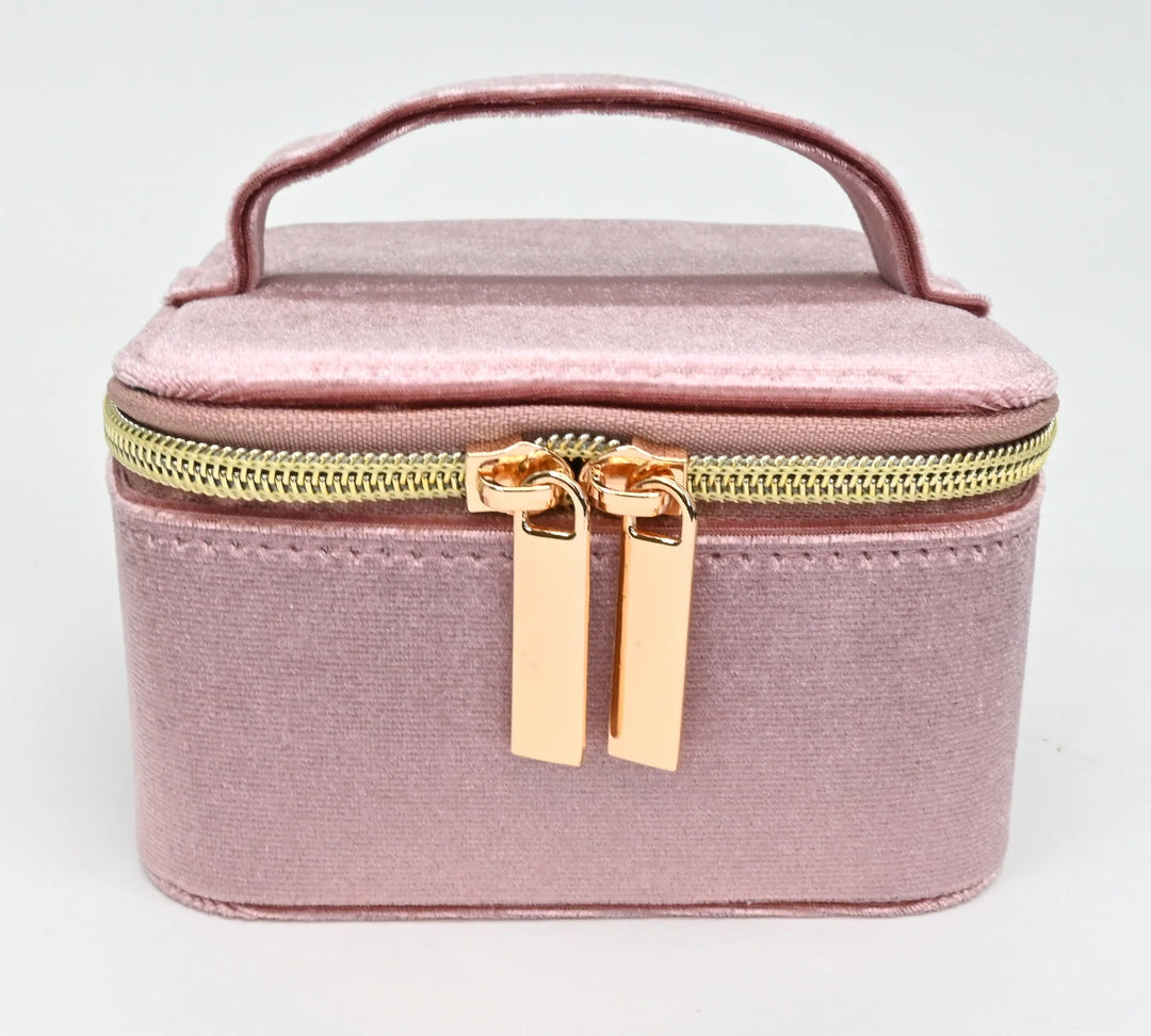 Coffret à bijoux carré en velours - Boîte de rangement de voyage compacte