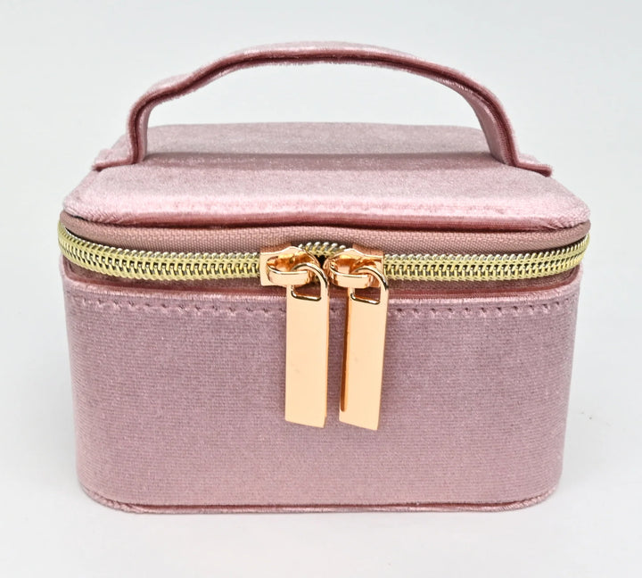 Coffret à bijoux carré en velours - Boîte de rangement de voyage compacte