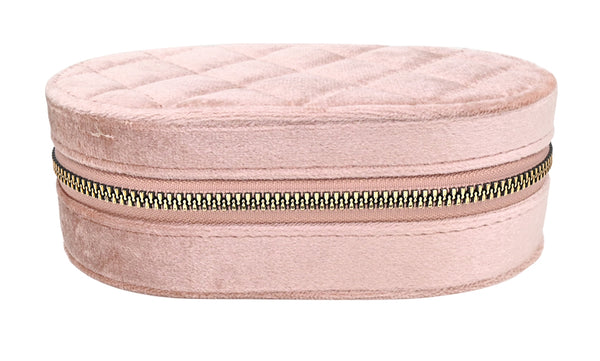 Coffret à bijoux ovale en velours matelassé - Boîte de rangement
