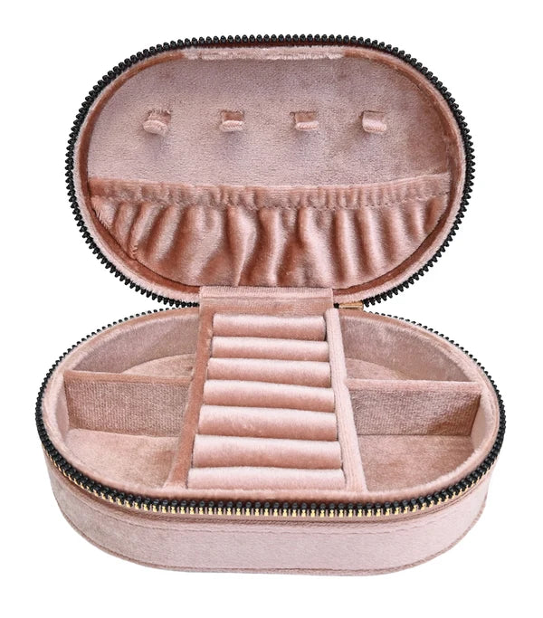 Coffret à bijoux ovale en velours matelassé - Boîte de rangement