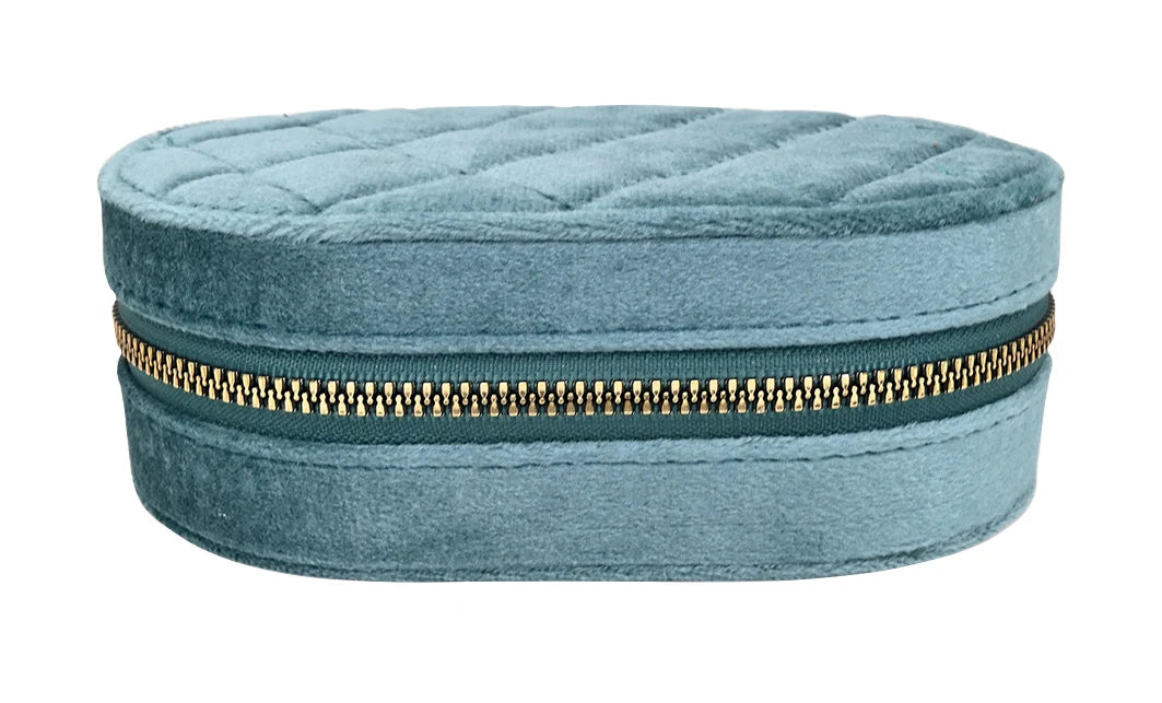 Coffret à bijoux ovale en velours matelassé - Boîte de rangement