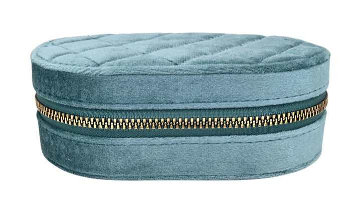 Coffret à bijoux ovale en velours matelassé - Boîte de rangement