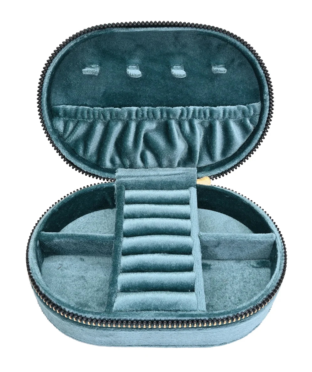 Coffret à bijoux ovale en velours matelassé - Boîte de rangement