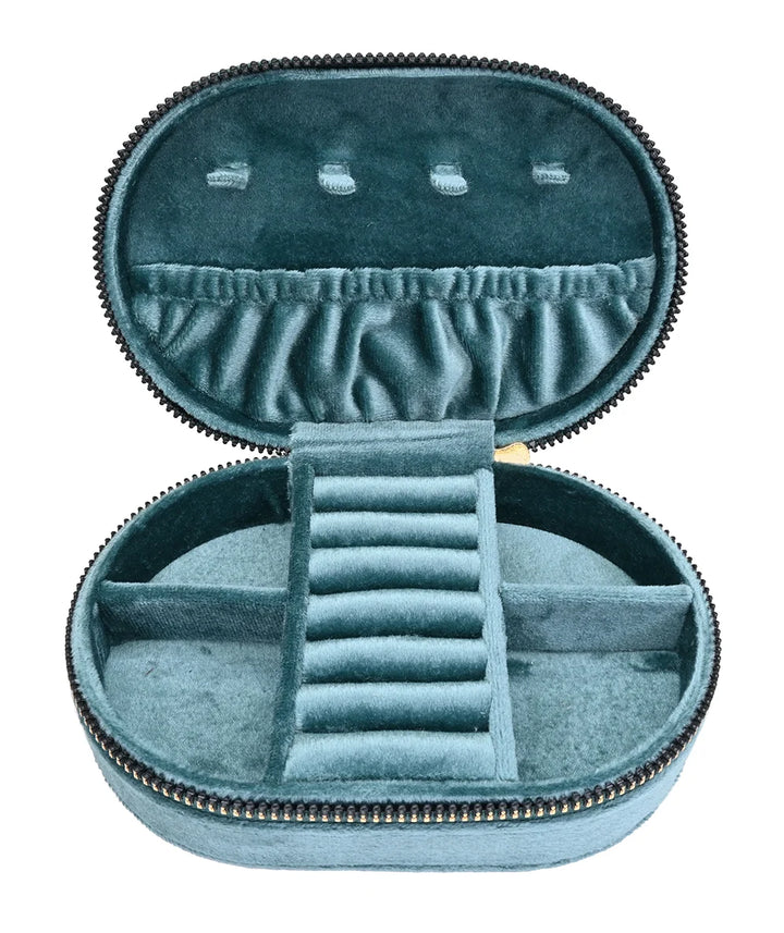 Coffret à bijoux ovale en velours matelassé - Boîte de rangement