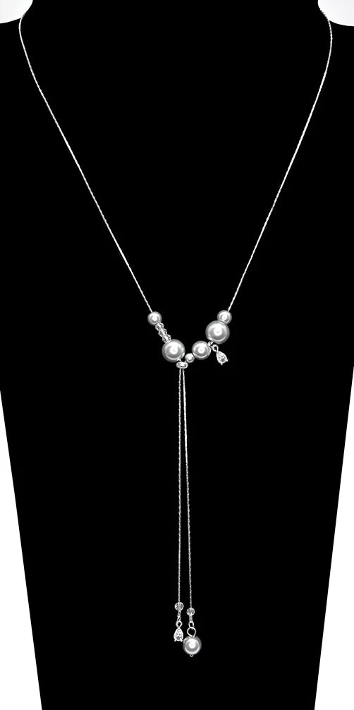 Collier ajustable avec perles et pendentif cœur - À chaînette coulissante