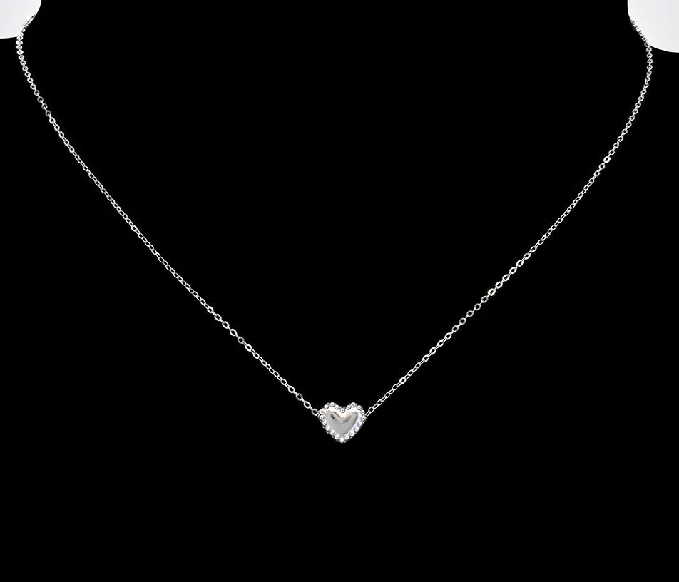 Collier chaîne cœur et breloque – Acier inoxydable