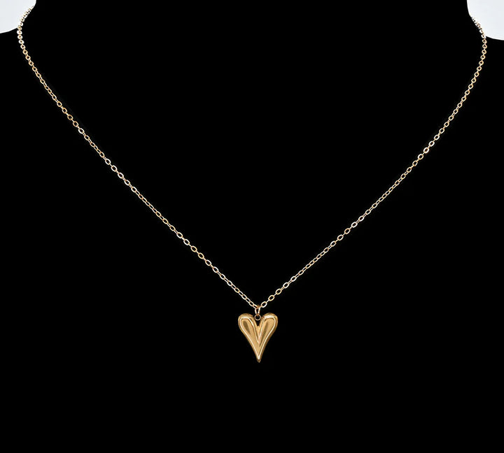 Chain necklace with heart pendant – Stainless steel