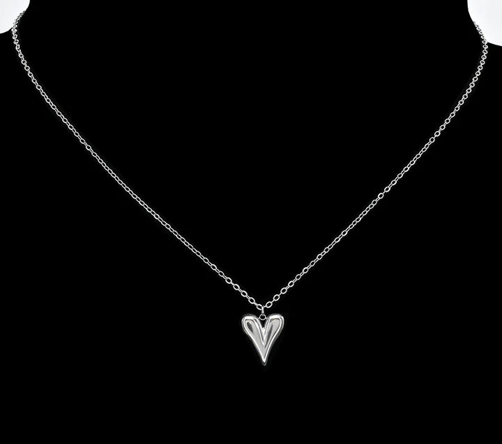 Chain necklace with heart pendant – Stainless steel