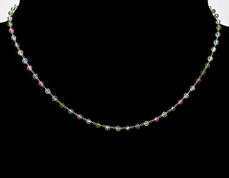 Stainless steel necklace - With crystals in different colors