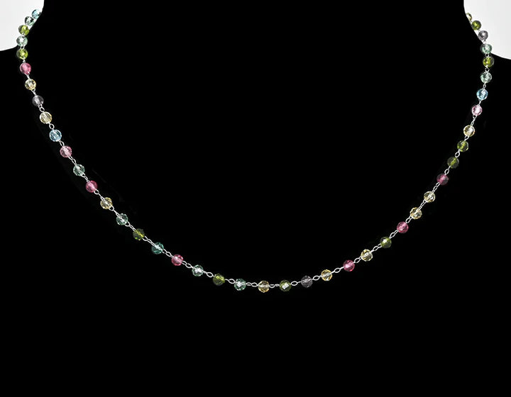 Stainless steel necklace - With crystals in different colors