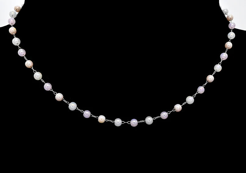 Collier en acier inoxydable - Perles de verre pastel