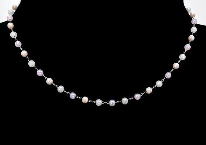 Collier en acier inoxydable - Perles de verre pastel