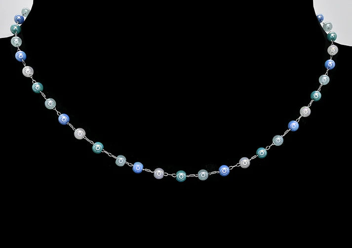 Collier en acier inoxydable - Perles de verre pastel
