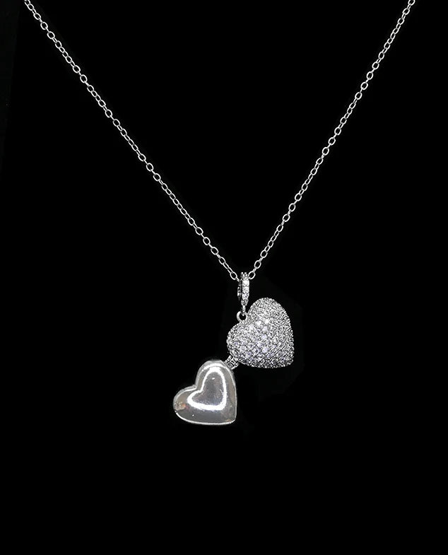 Collier médaillon cœur argenté – Pendentif brillant ou coloré
