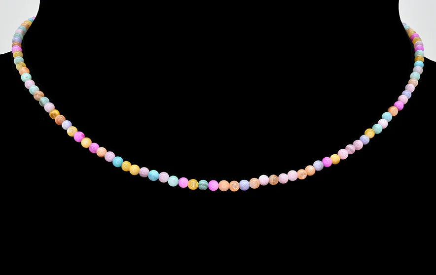 Pastel and silver glass bead necklace