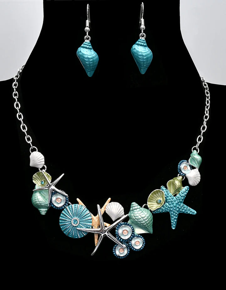 Ensemble collier et boucles d'oreilles trésors marins