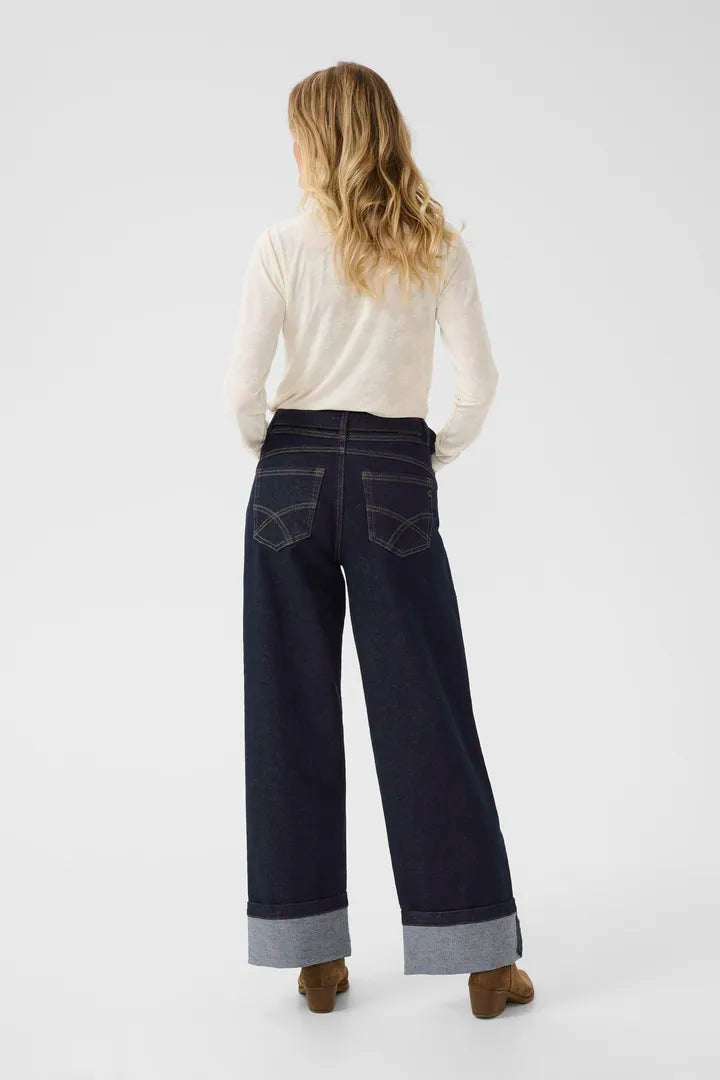 Jean structuré avec coutures visibles et ceinture à anneau en D Robina