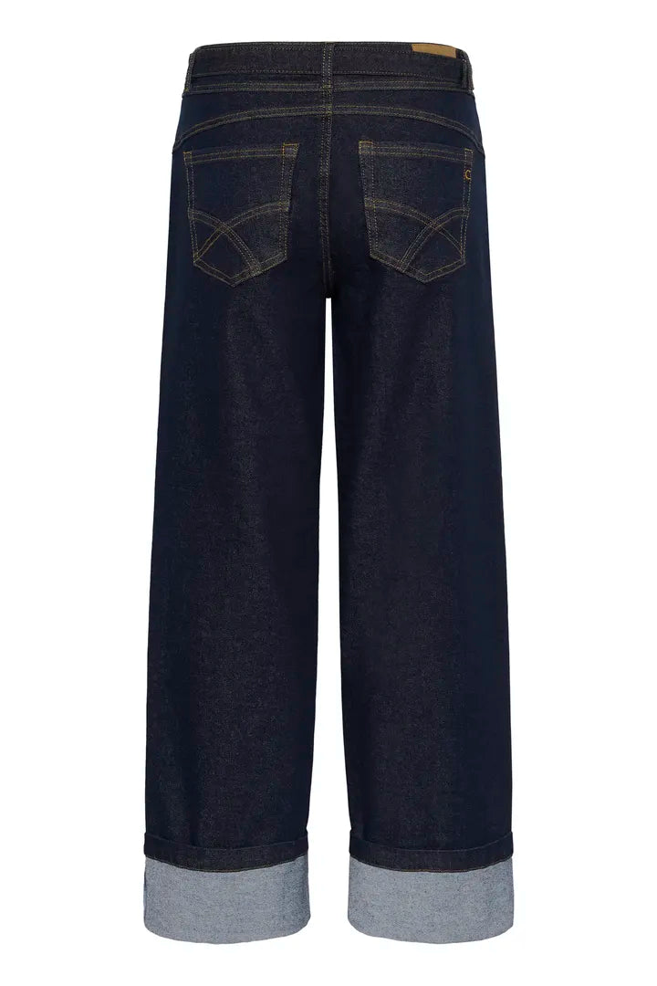 Jean structuré avec coutures visibles et ceinture à anneau en D Robina